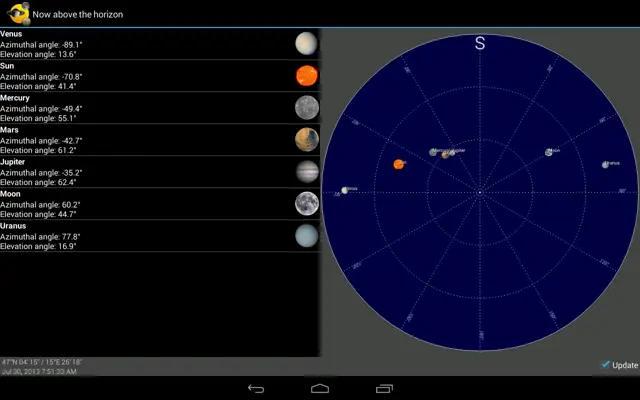 Sun, moon and planets android App screenshot 10